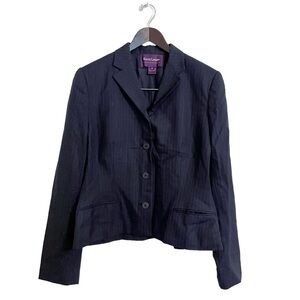 Vintage Ralph Lauren Collection Purple Label Navy Blue Pinstriped Wool Blazer